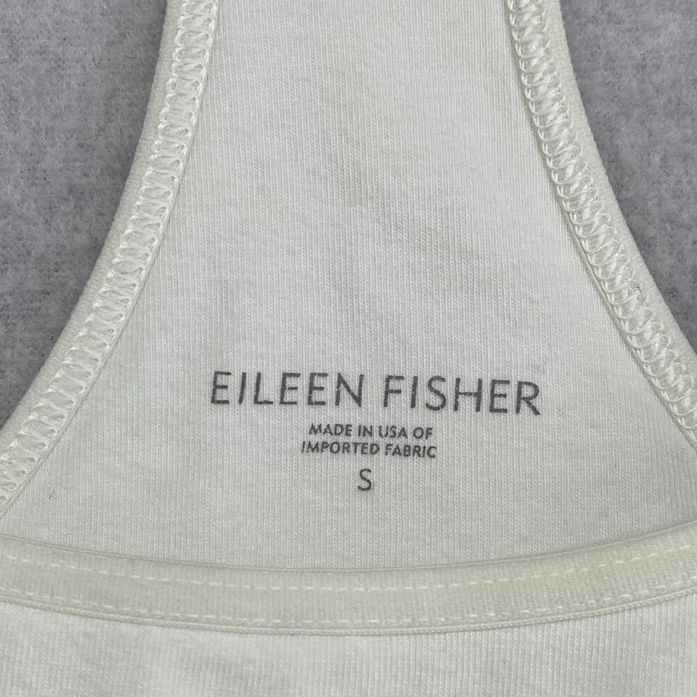 EILEEN FISHER Top S Stretch Organic Cotton Tank Racerback Shelf Bra White USA - Picture 5 of 11